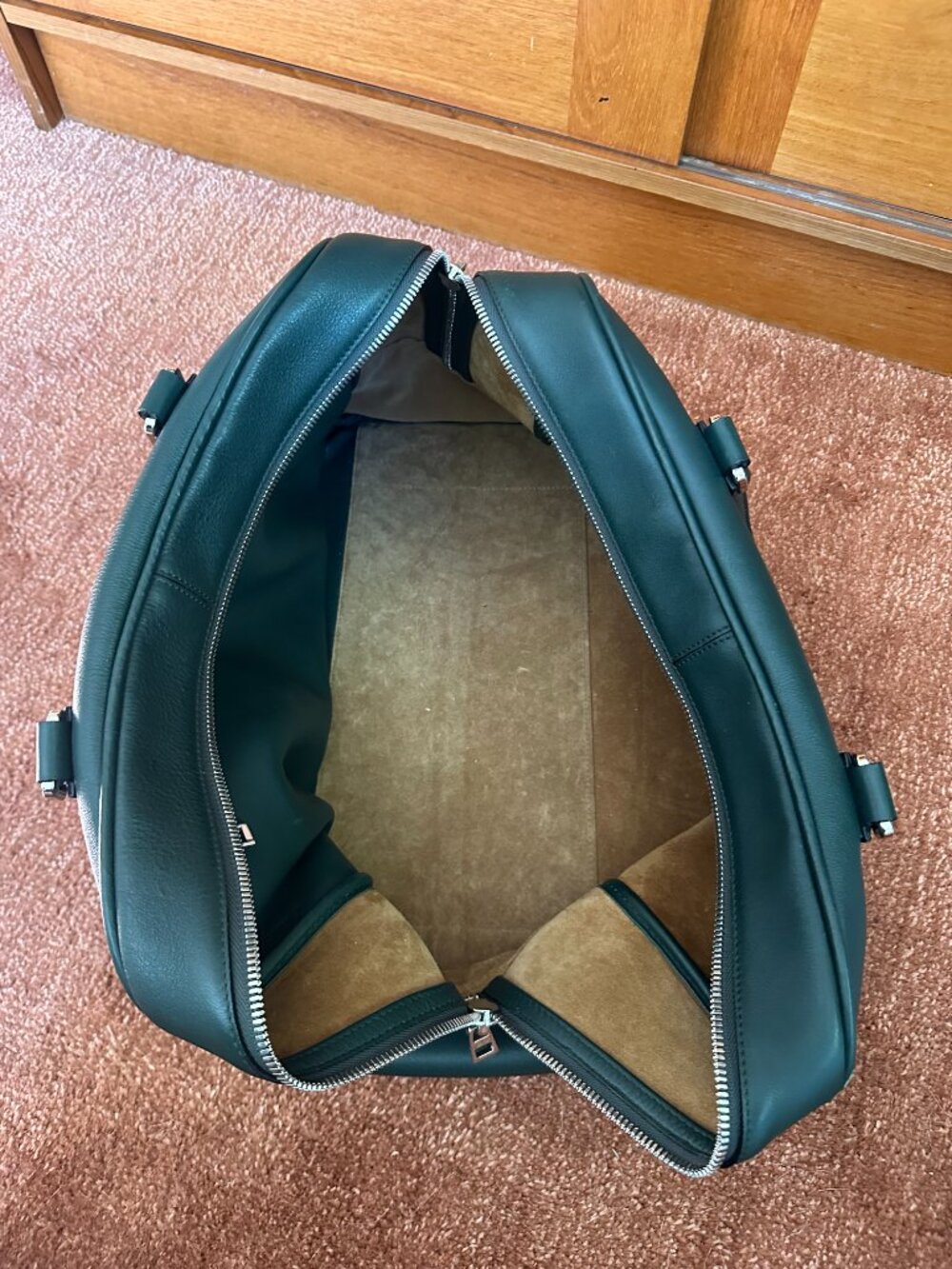 LOEWE Leather Boston / Weekender Travel Bag – Forest Green (RARE) with Dust Bag - Picture 2 of 14
